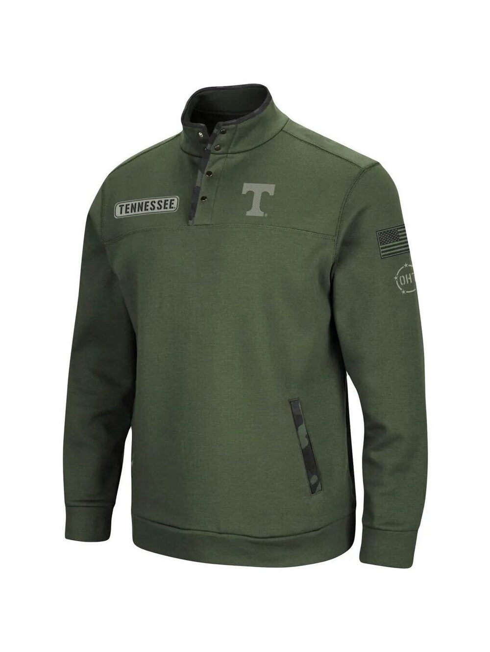 NWT New Men's Colosseum Olive Tennessee Volunteers OHT Military Quarter Snap - M